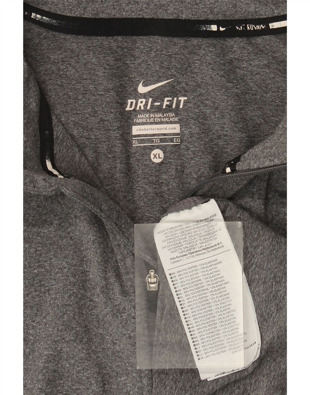 Nike Dri Fit Haut à col zippé à manches longues XL Gris chiné Polyester