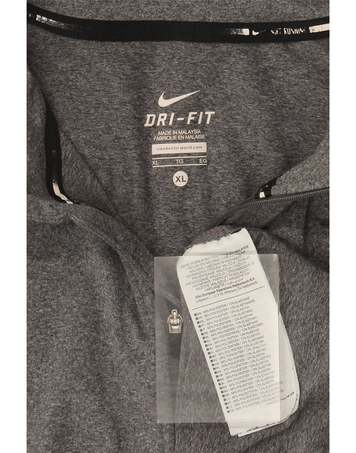 Nike Dri Fit Haut à col zippé à manches longues XL Gris chiné Polyester