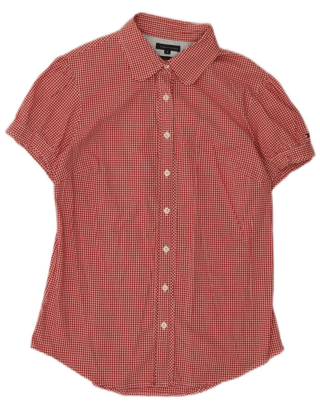 Tommy Hilfiger Chemise à manches courtes pour femme US 8 Medium Red Vichy