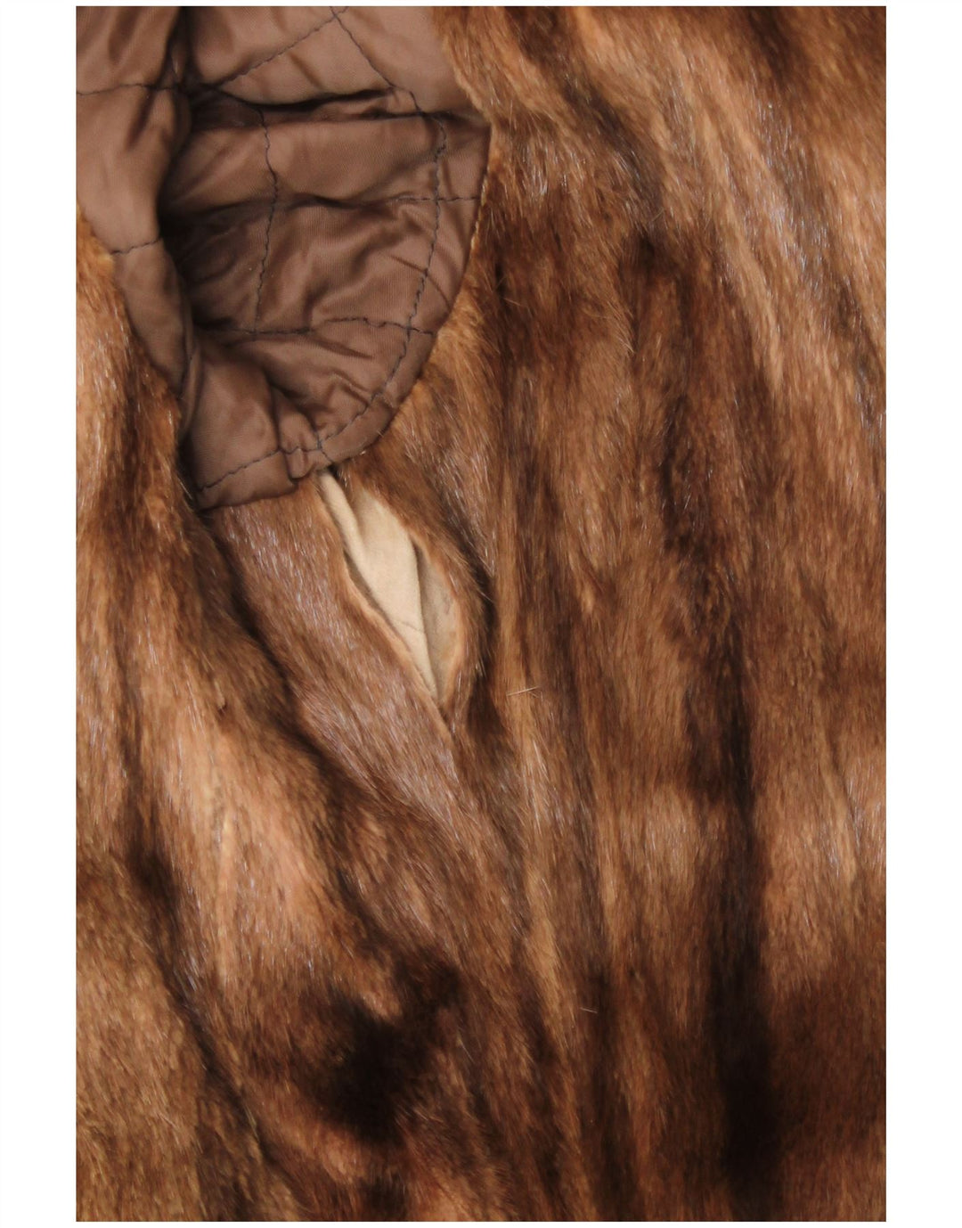 manteau en cuir de fourrure femme vintage UK 16 Grand Beige