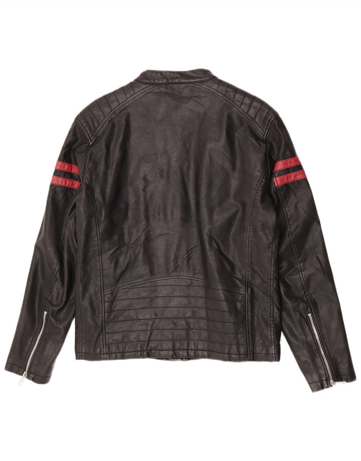 Zara Veste de motard pour homme UK 38 Medium Noir Rayé