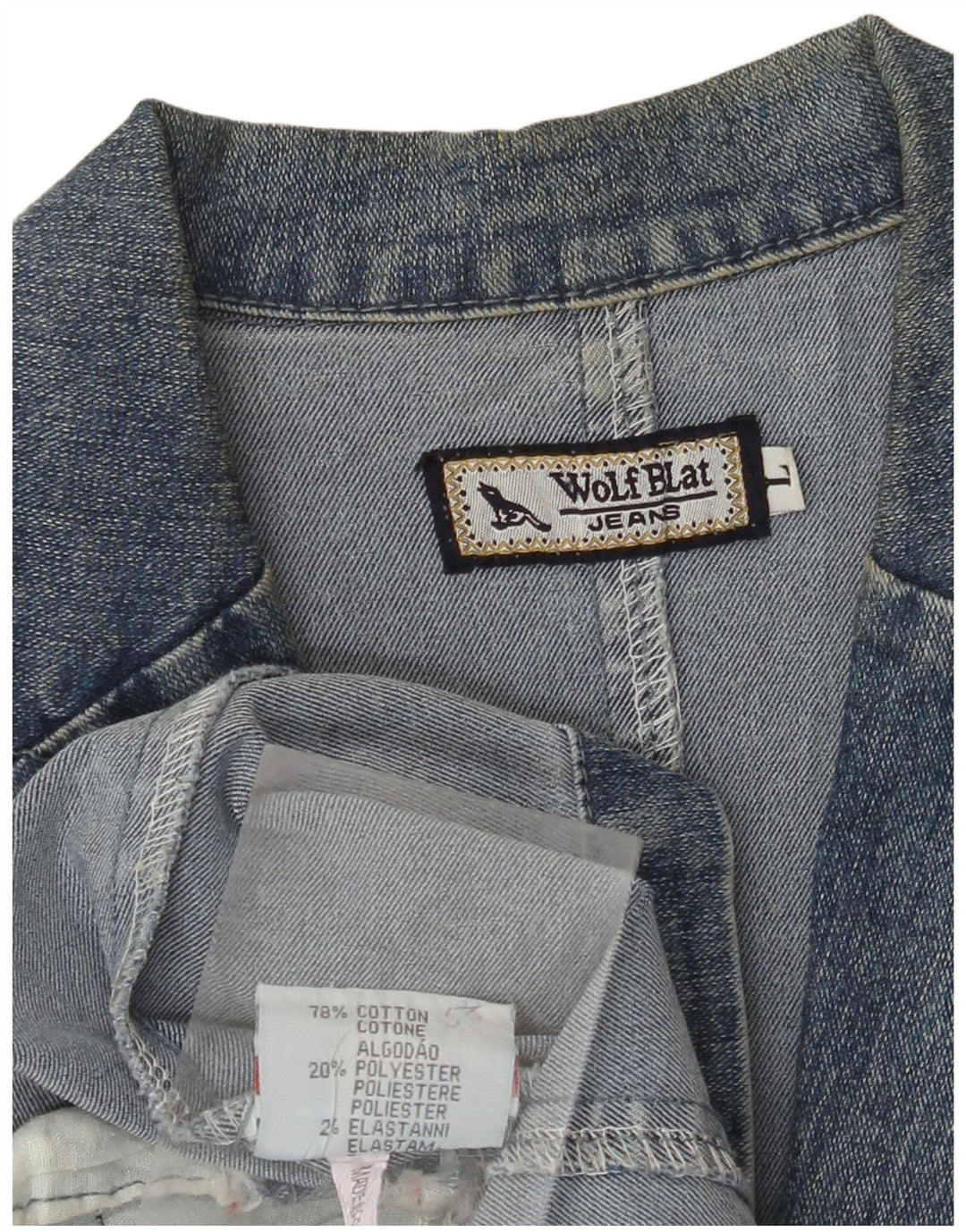 VINTAGE Veste en denim femme UK 14 Grand Bleu Coton Classique