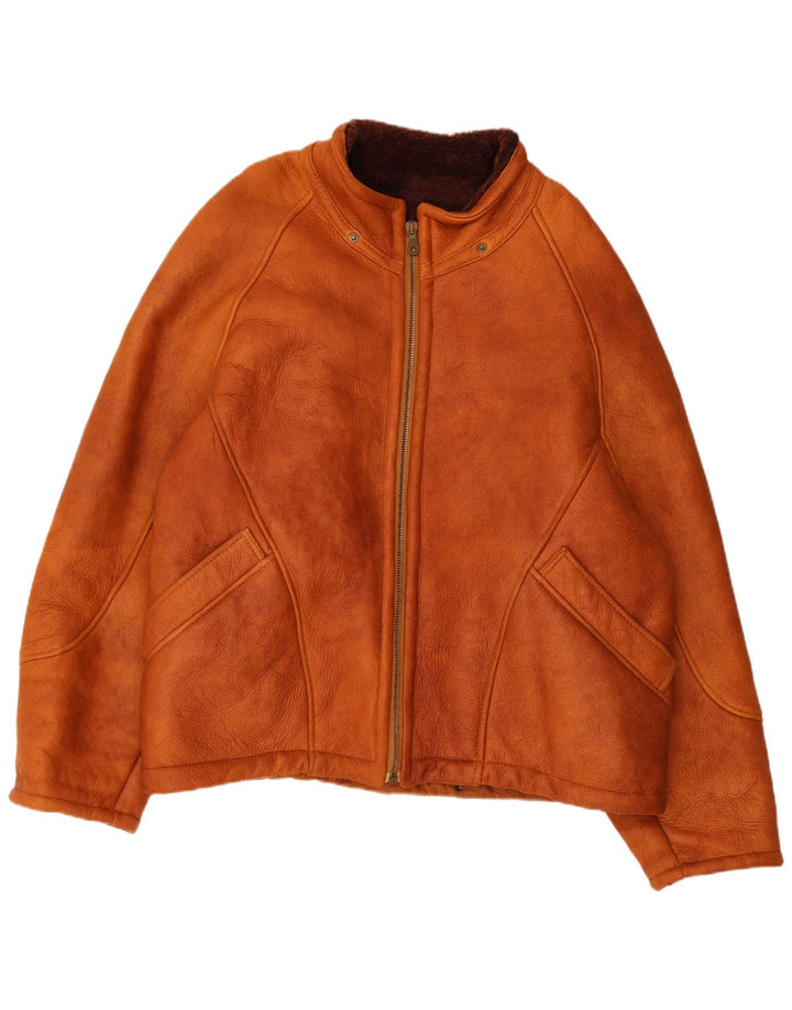 Veste Shearling Femme Vintage UK 12 Brun Moyen