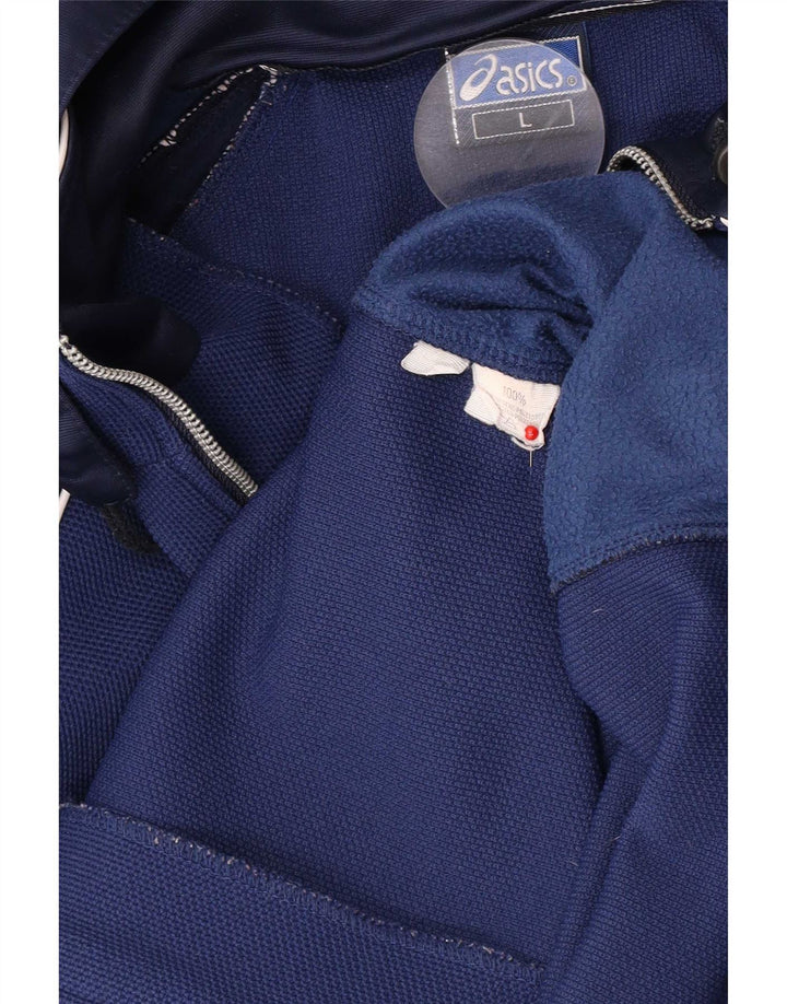Asics Veste de survêtement à capuche graphique pour hommes, grand, bleu, colour block