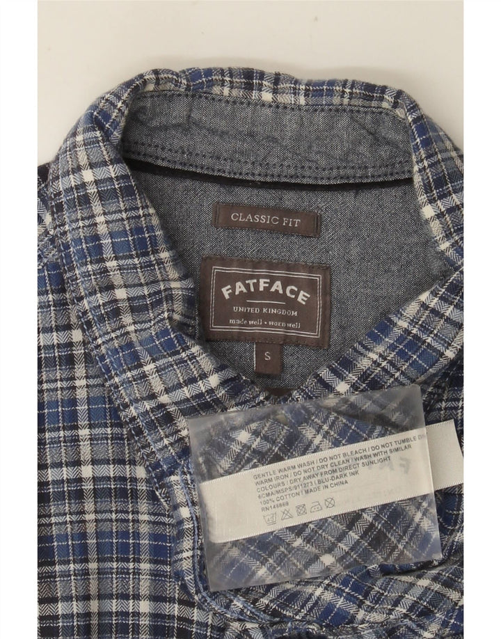 FAT FACE Chemise en flanelle coupe classique pour hommes, petit carreaux bleus en coton