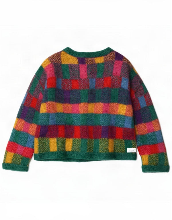 Vintage Womens Cardigan Sweater UK 16 Large Multicolore Colourblock