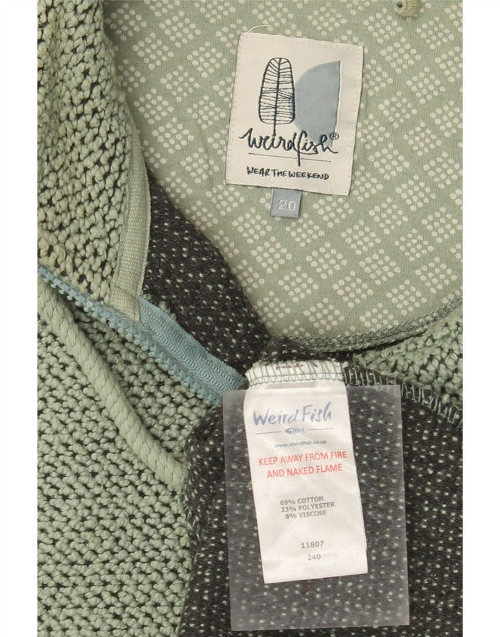 WEIRD FISH Veste de survêtement pour femme UK 20 2XL Vert Coton