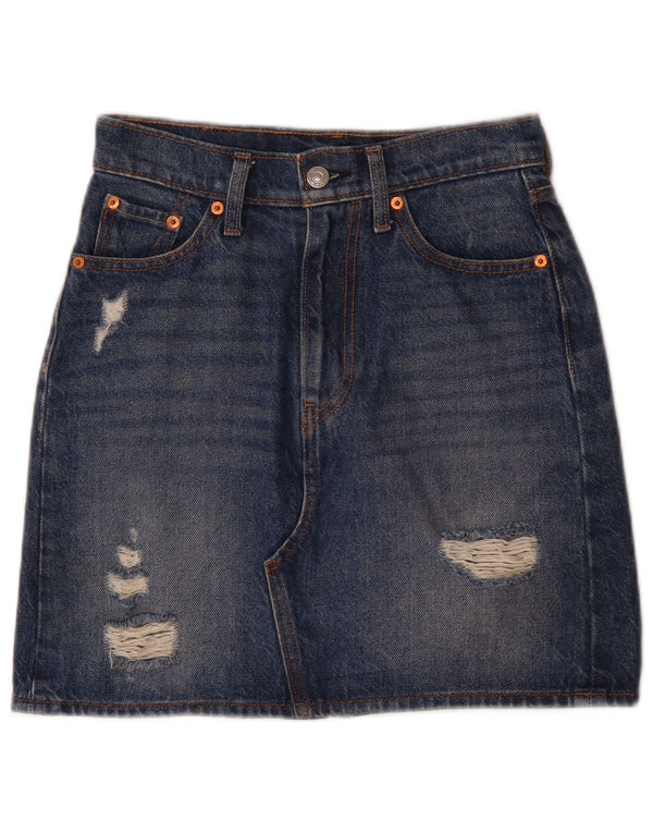 Levi's Jupe en jean vieilli W24 XS Femme Bleu Coton