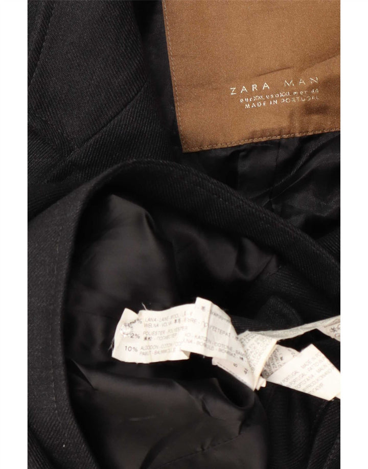 Zara Manteau Homme UK 44 2XL Bleu Marine Laine