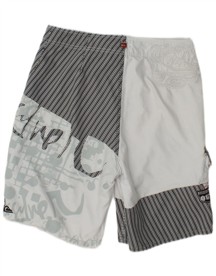 Quiksilver Short de Bain Graphique Homme Rayé Blanc Moyen Polyester