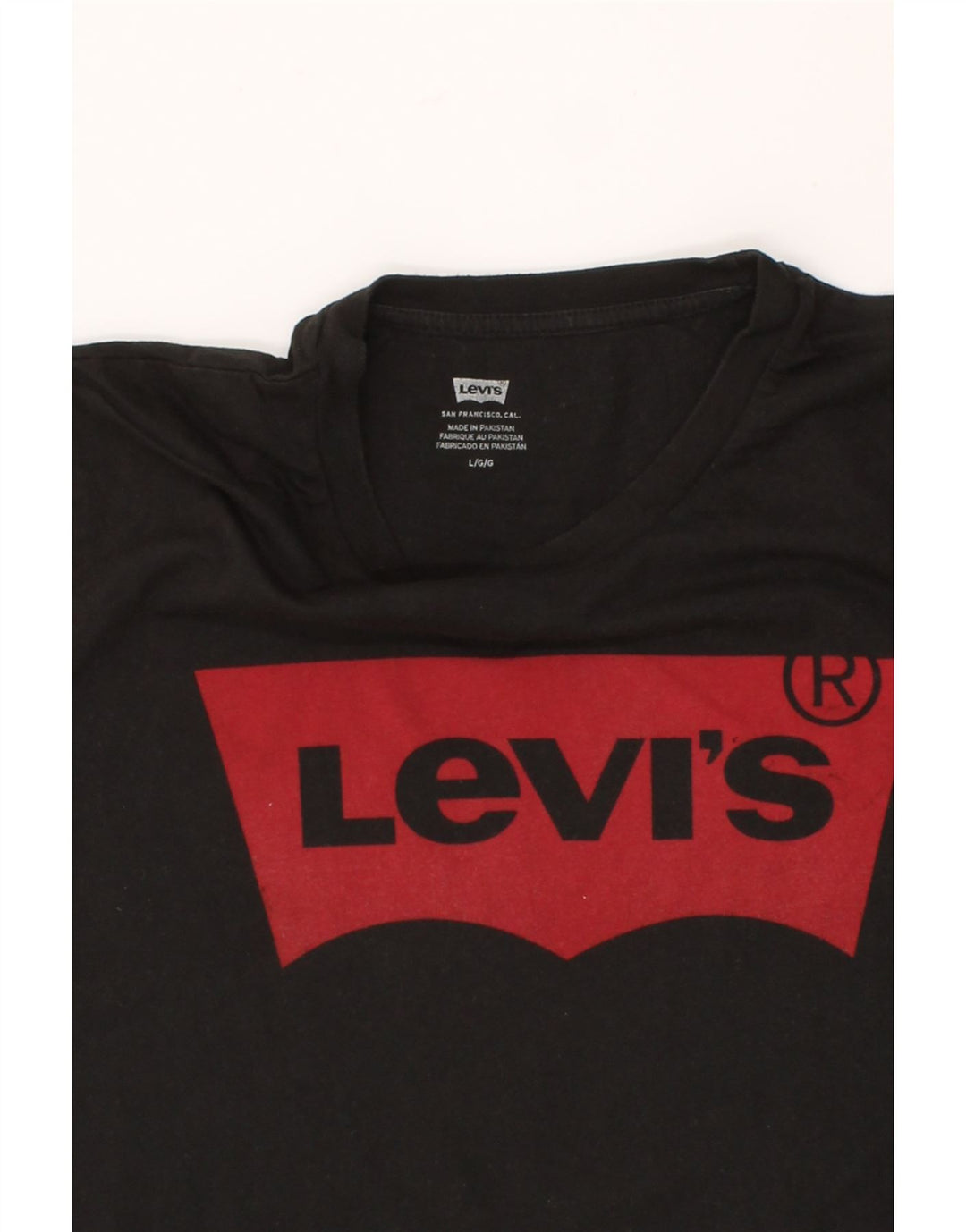 LEVI'S Mens Graphic T-Shirt Top Large Black Cotton Vintage Levi's and Second-Hand Levi's from Messina Hembry 