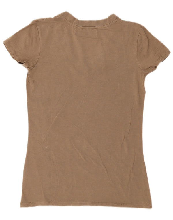 Zara Femme T-Shirt Top UK 14 Large Beige Coton