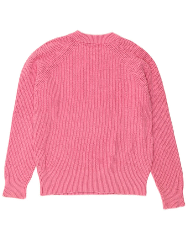 Marks & Spencer Pull à col rond pour femme UK 10 Petit coton rose