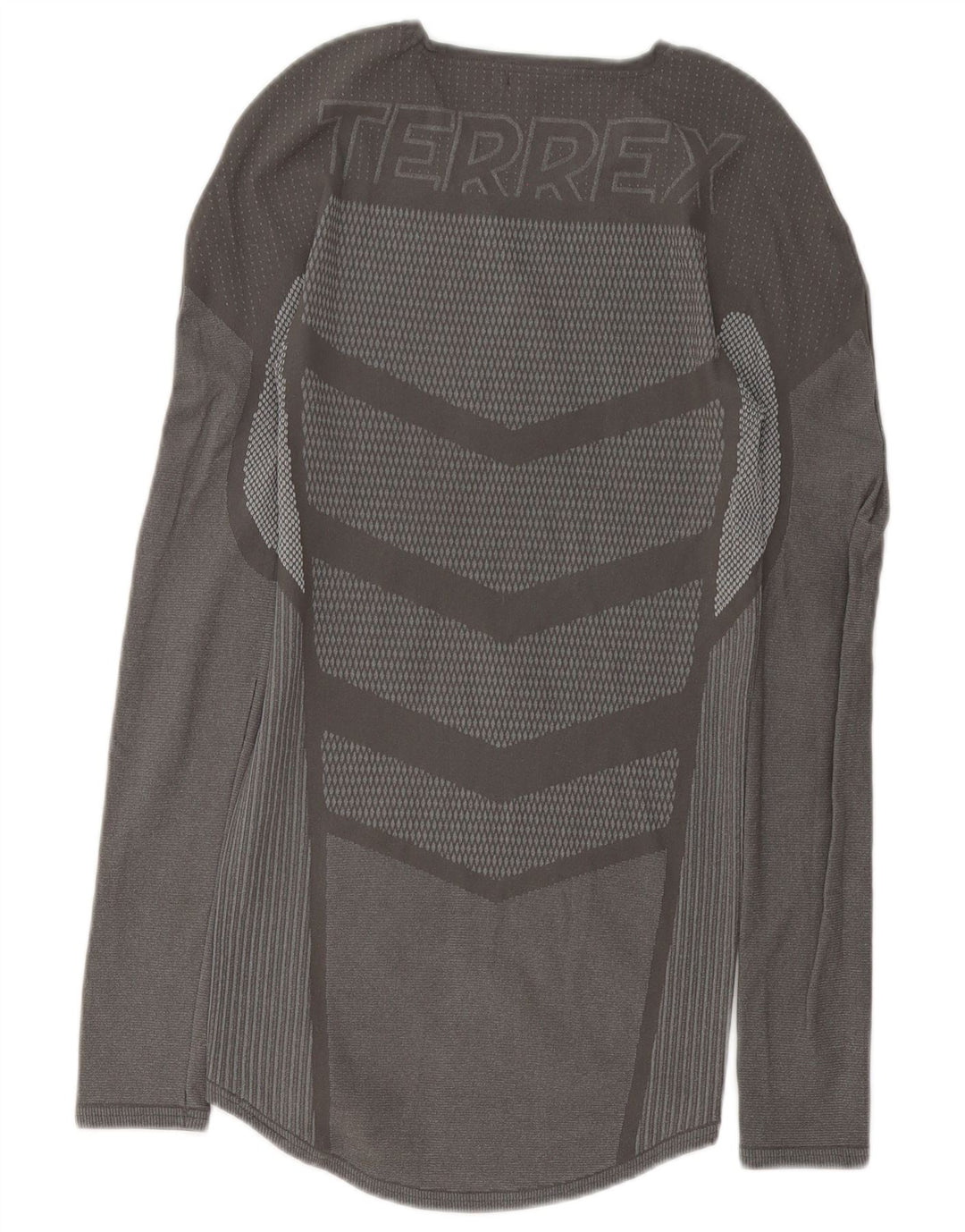 Adidas Homme Terrex Graphic Top Manches Longues Gris Moyen Géométrique Polyester