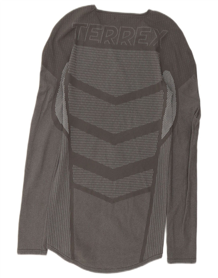 Adidas Homme Terrex Graphic Top Manches Longues Gris Moyen Géométrique Polyester