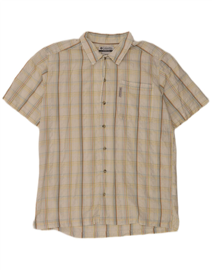 Columbia Chemise à manches courtes pour homme en coton à carreaux blancs