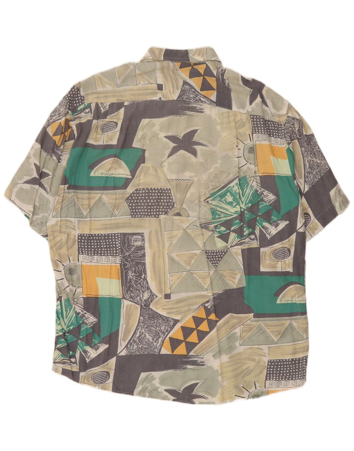 RODRIGO Chemise à manches courtes pour homme Taille 16 41 Grand motif géométrique multicolore