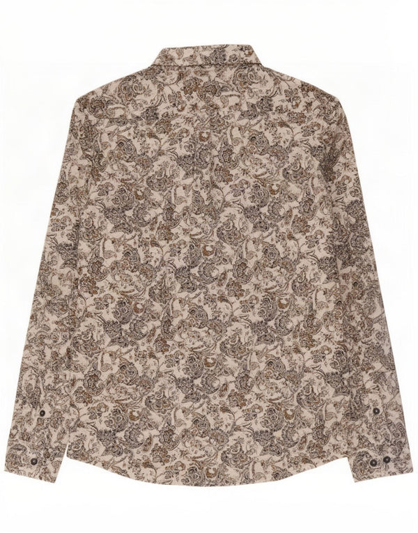 Gazzarrini Chemise Homme Large Blanc Paisley Coton