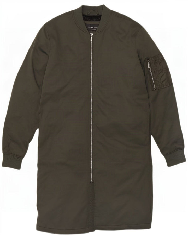 Zara Manteau Homme UK 36 Petit Kaki Polyester