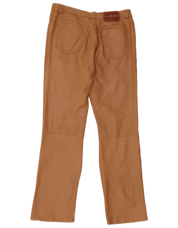 J.J.Scott Pantalon droit en cuir pour femme W28 L27 Marron