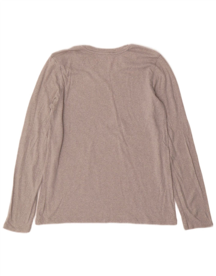EDDIE BAUER Haut Femme Manches Longues UK 14 Grand Coton Gris