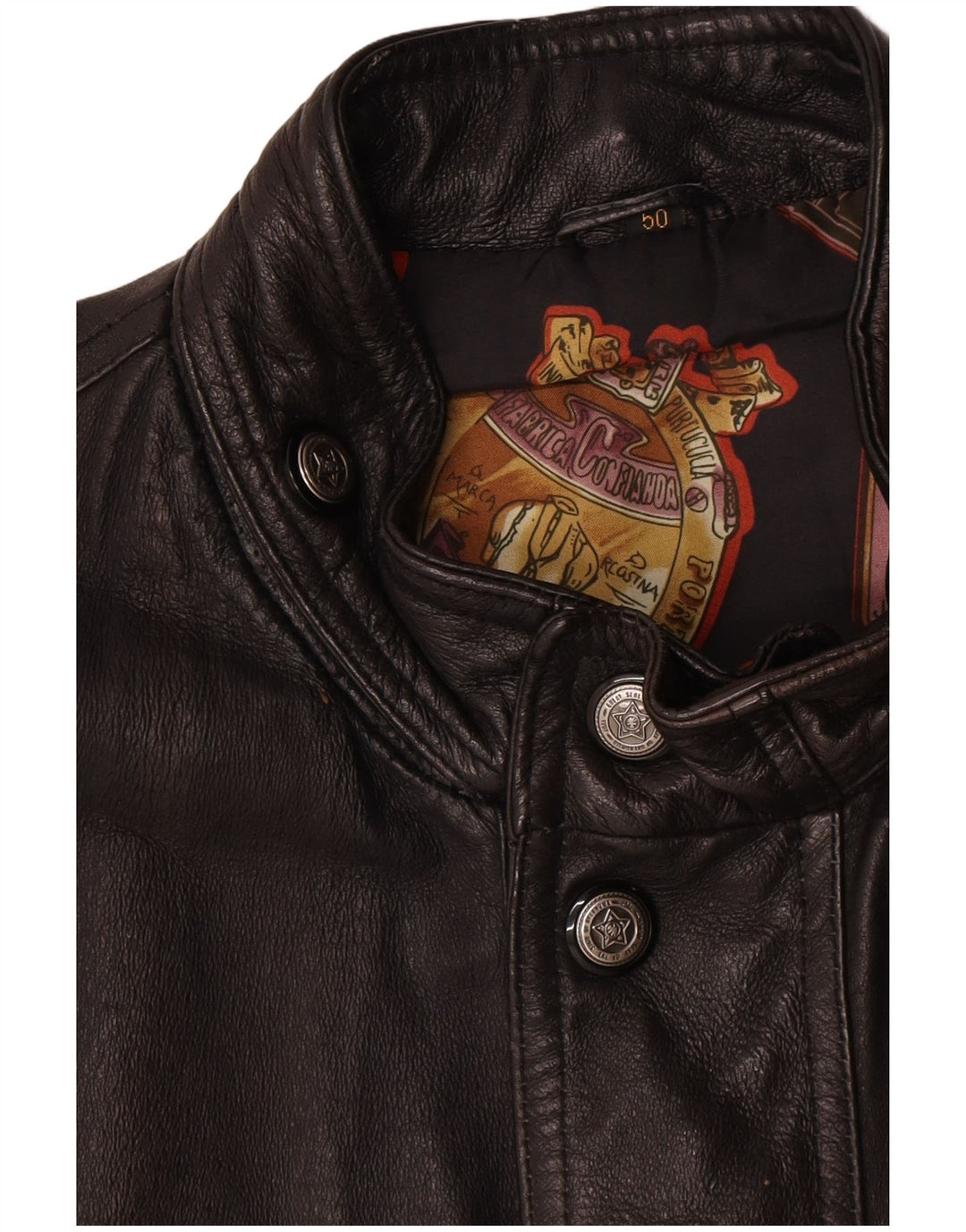 gilet en cuir homme vintage IT 50 Grand cuir noir