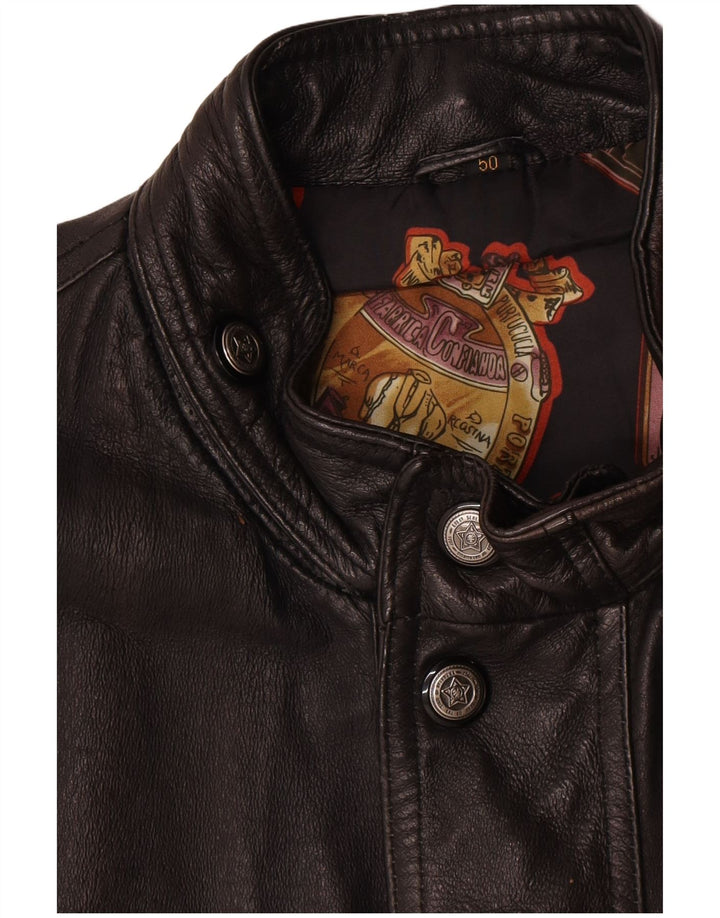 gilet en cuir homme vintage IT 50 Grand cuir noir