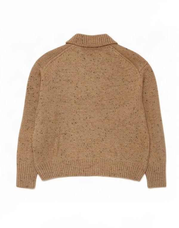 Zara Womens Oversized Polo Neck Jumper Sweater UK 10 Small Beige Flecked