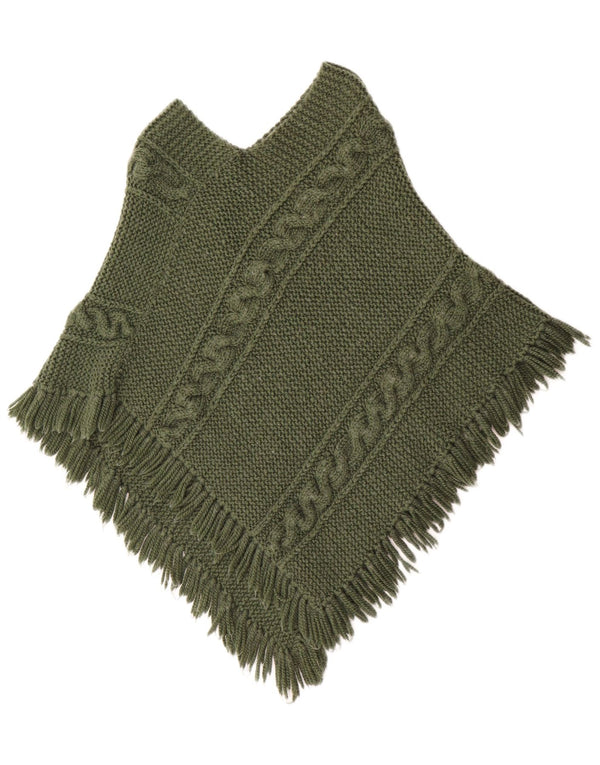 vintage Femmes Poncho Jumper UK 12 Vert Moyen