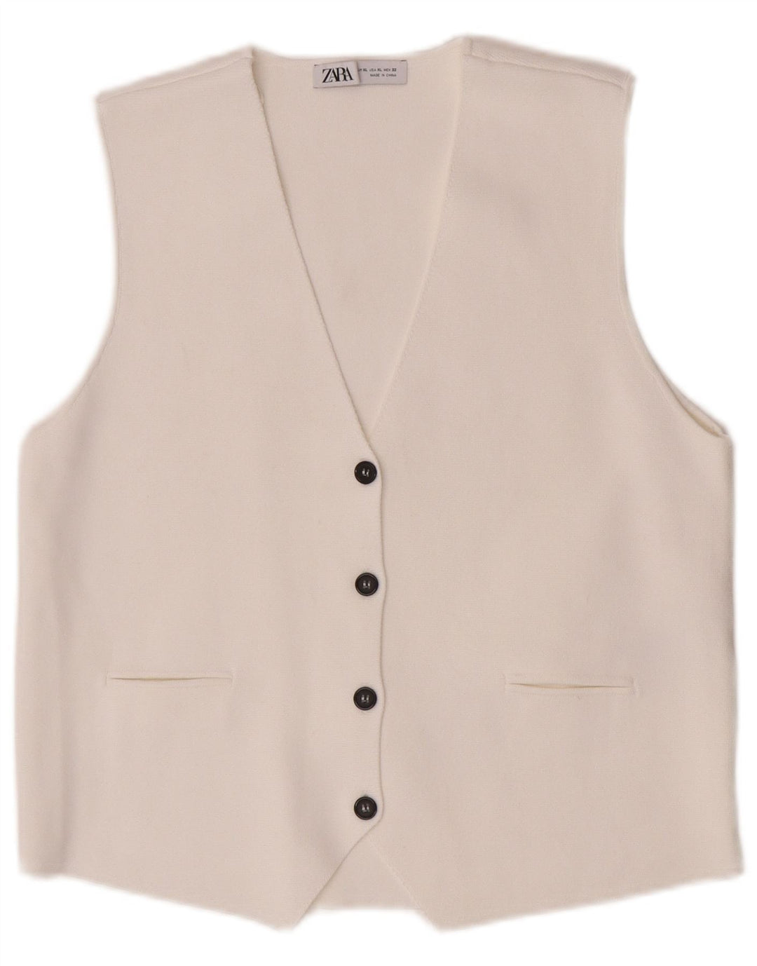 Zara Femme Gilet UK 18 XL Blanc Viscose