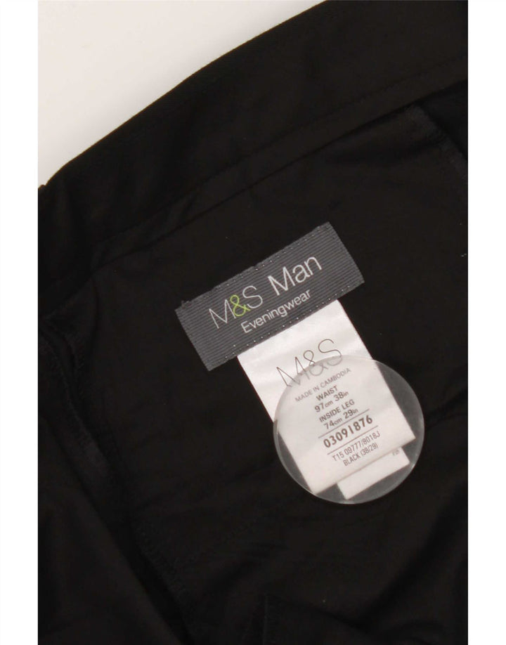 Marks & Spencer Pantalon de costume droit pour homme W38 L29 Noir Polyester