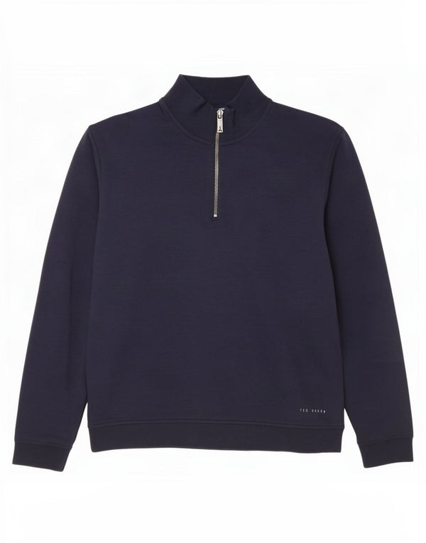 Ted Baker Sweat-shirt à col zippé pour homme Taille 3 Bleu marine moyen Coton