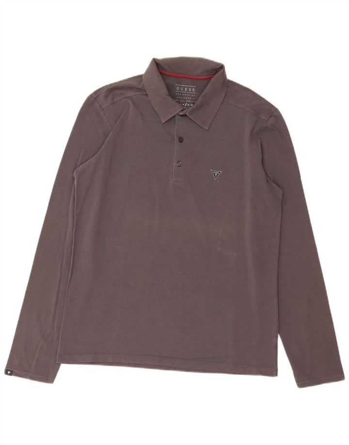 Guess Polo à manches longues pour homme Coupe extra fine Gris Taille L