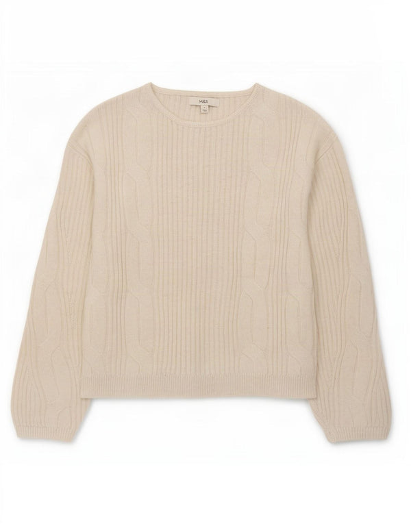 Marks & Spencer Pull col bateau pour femme UK 10 Small Blanc cassé