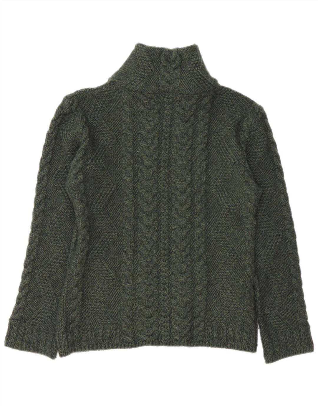 BOSTON IRISH Pull Cardigan Femme UK 10 Petite Laine Mérinos Verte