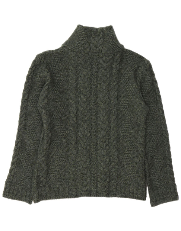 BOSTON IRISH Pull Cardigan Femme UK 10 Petite Laine Mérinos Verte