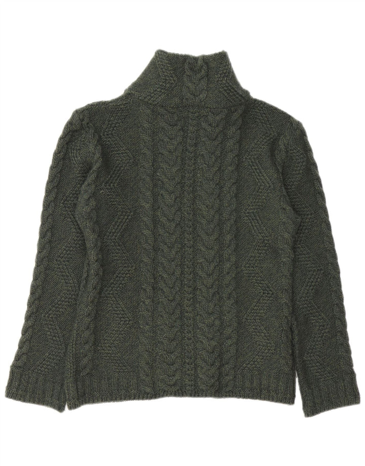 BOSTON IRISH Pull Cardigan Femme UK 10 Petite Laine Mérinos Verte