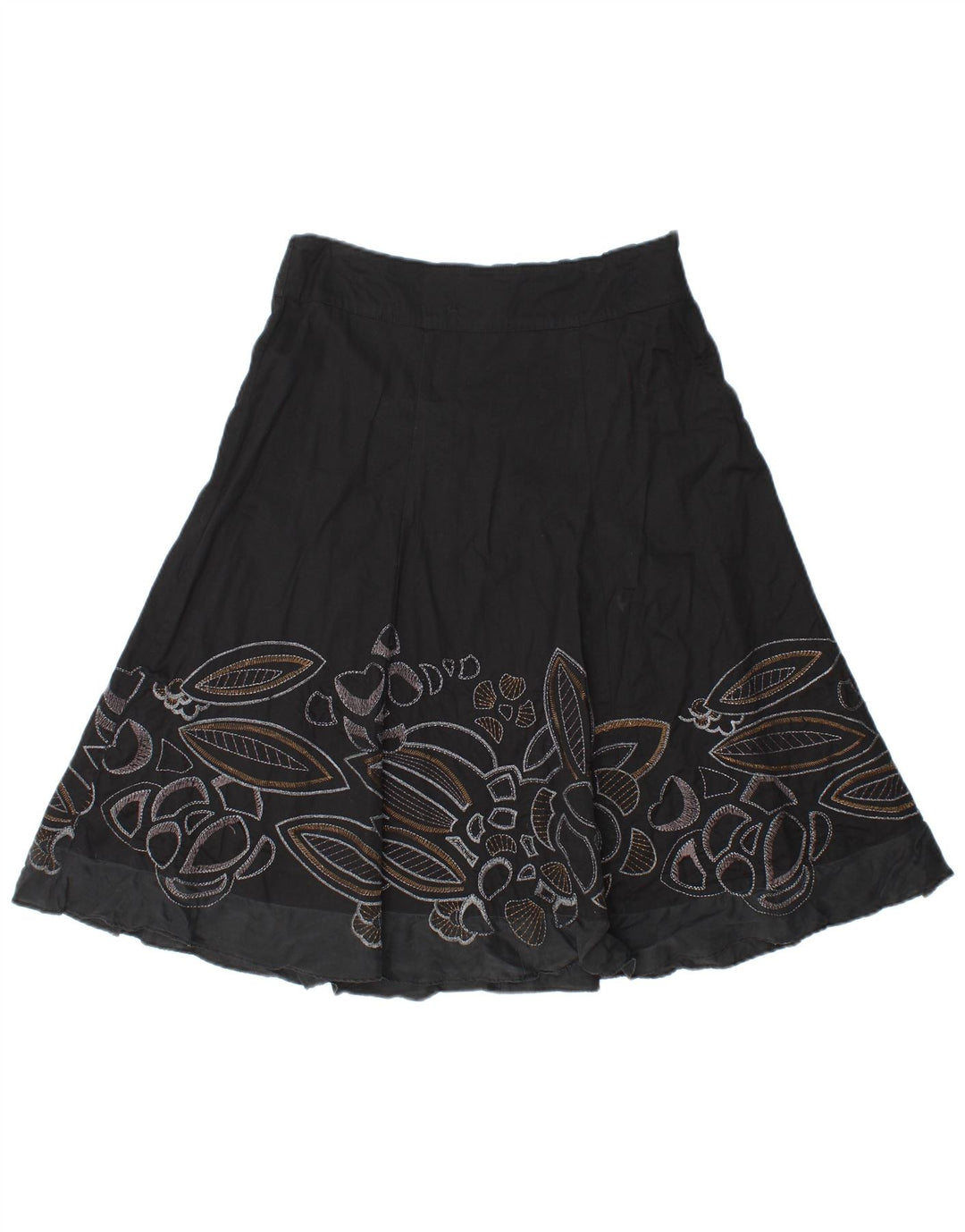 MONSOON Jupe trapèze à motif abstrait pour femme UK 10 Small W30 Coton noir