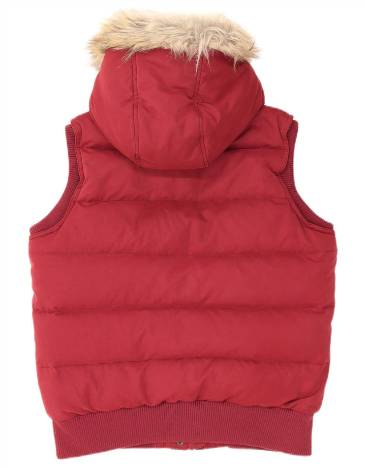 FAT FACE Gilet rembourré à capuche pour femme UK 12 Polyester bordeaux moyen