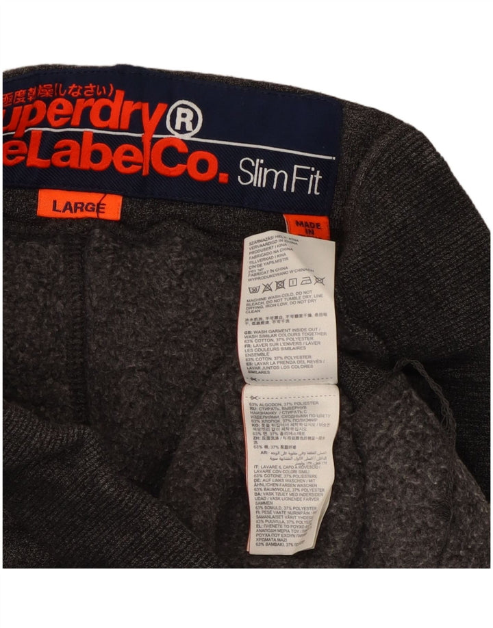 SUPERDRY Pantalon de survêtement coupe slim pour femme UK 14 Large Gris