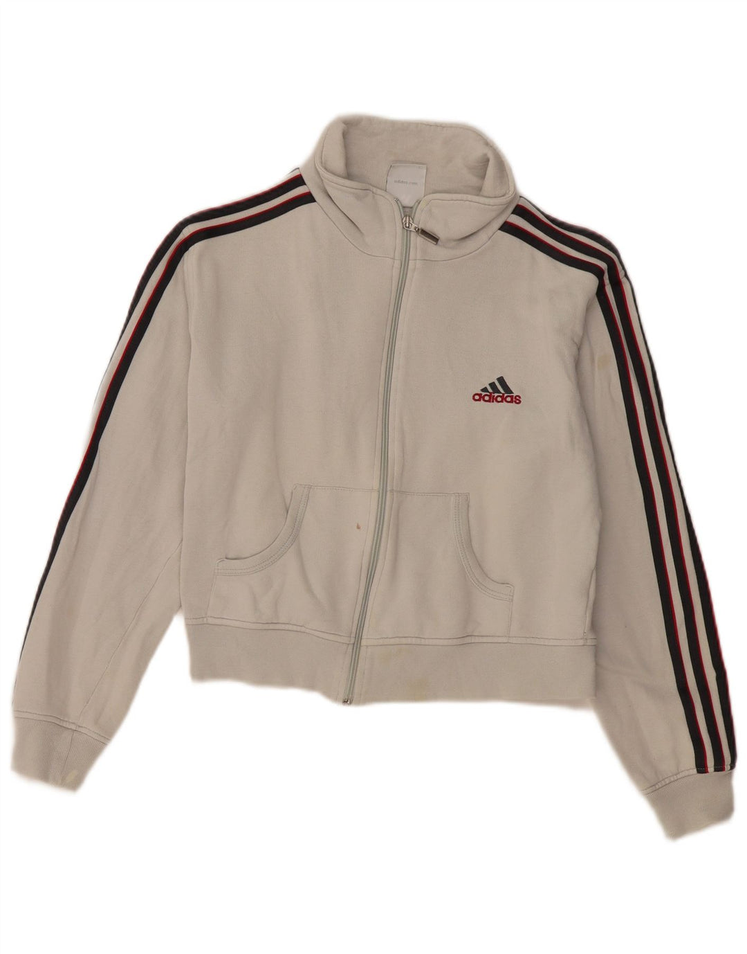 ADIDAS Veste de survêtement courte pour femme UK 14 Large Off White