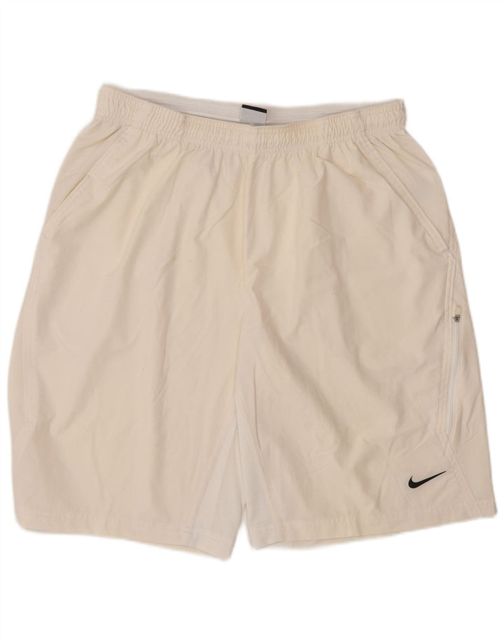 Nike Short de sport Dri Fit pour homme en polyester blanc cassé Taille L