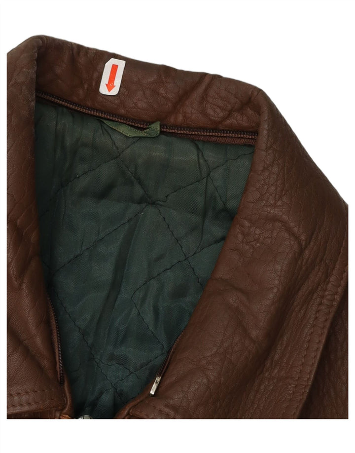 CONBIPEL Mens Military Leather Jacket UK 38 Medium Brown Leather Vintage Conbipel and Second-Hand Conbipel from Messina Hembry 