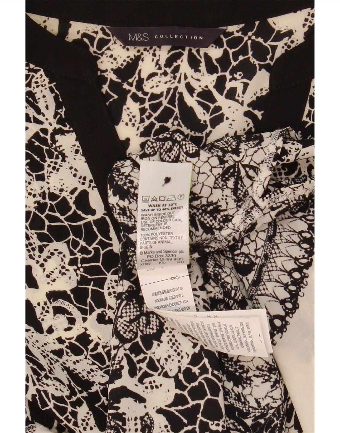 Marks & Spencer Chemisier Femme UK 20 2XL Noir Floral Polyester