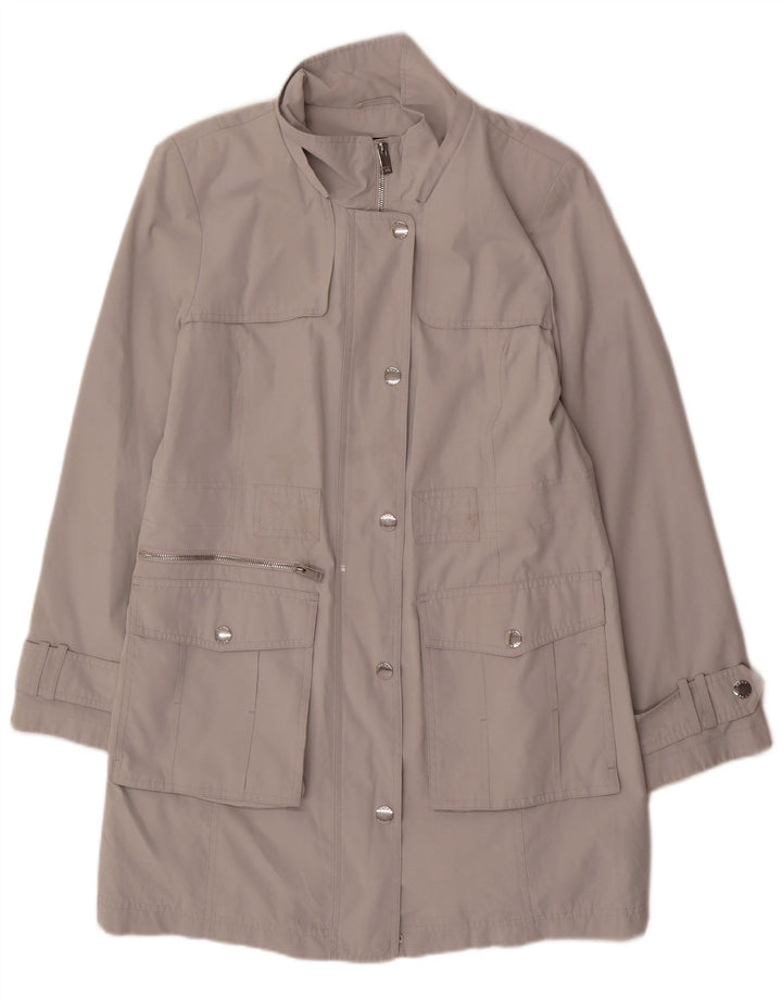 Dkny Trench Coat Femme UK 44 Gris Moyen Polyester