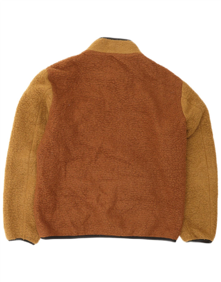 Zara Veste polaire pour homme UK 40 Large Marron Colorblock Polyester