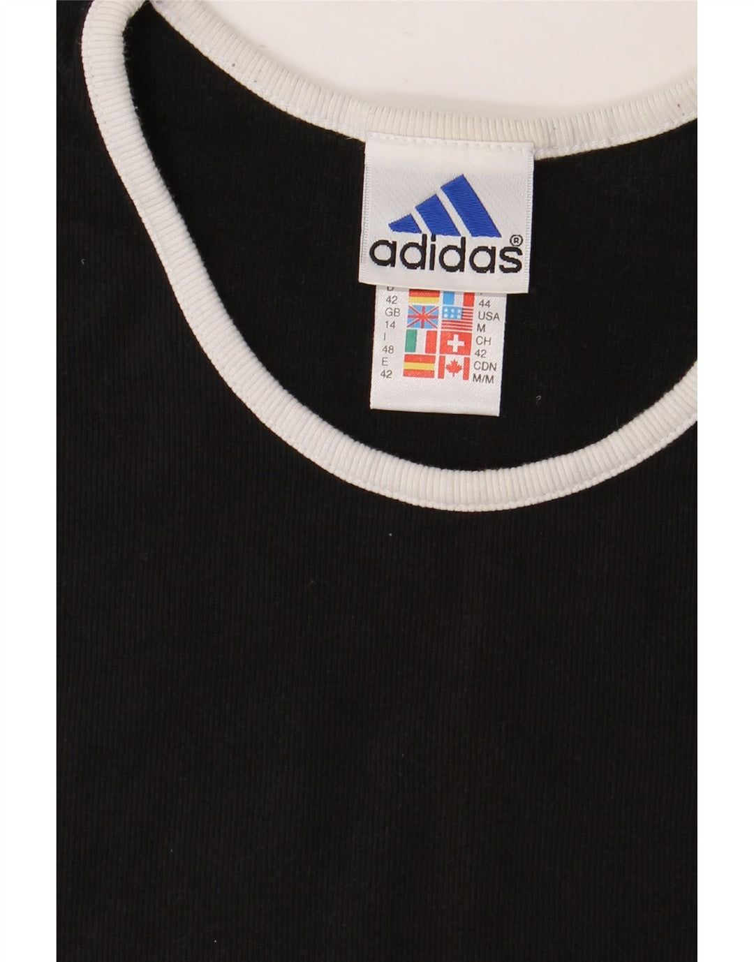 ADIDAS T-shirt pour femme UK 14 en coton noir moyen
