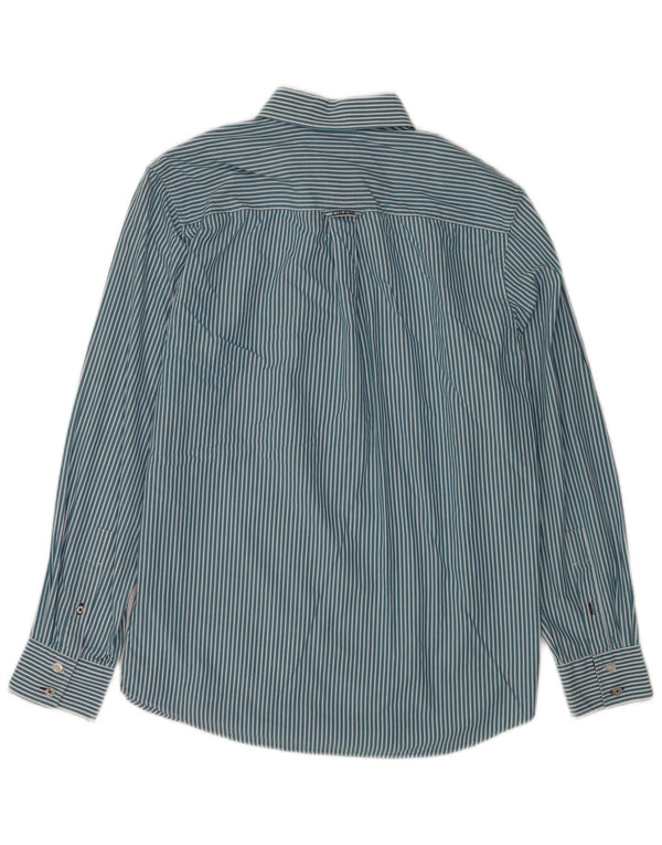 Crew Clothing Chemise classique pour homme en coton à fines rayures bleu moyen