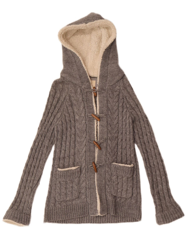 Zara Pull à capuche pour femme UK 10 Petit Acrylique Gris