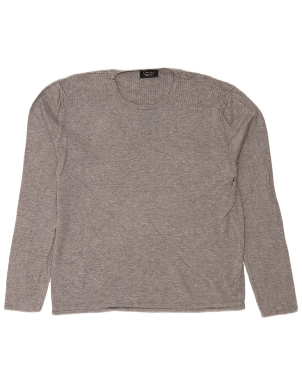 Zara Pull ras du cou pour homme XL Gris Viscose